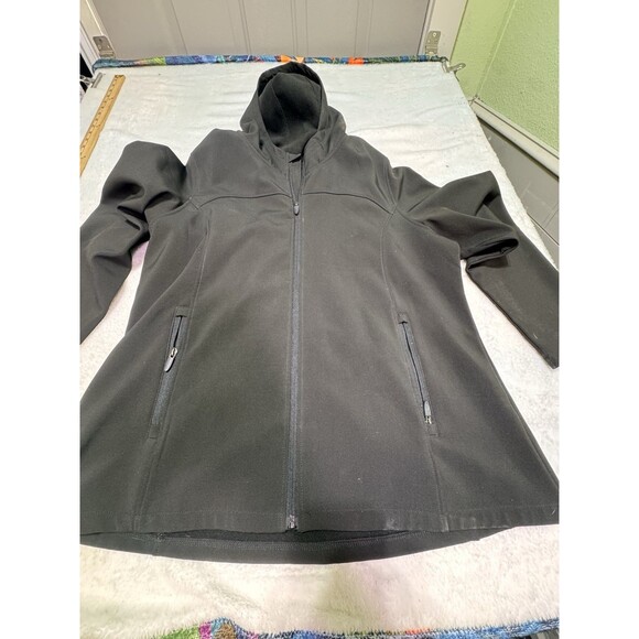 Big Chill Woman’s Xl Or 1x Full Zip Windbreaker Hooded Jacket‎ Black NWT - Picture 2 of 9